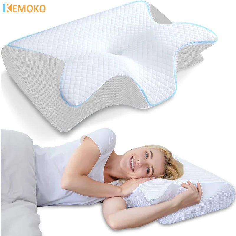 New Memory Foam Cervical Pillow, 2 in 1 Ergonomic Contour Orthopedic Pillow for Neck Pain, Contoured Support Pillows,Neck Pillow